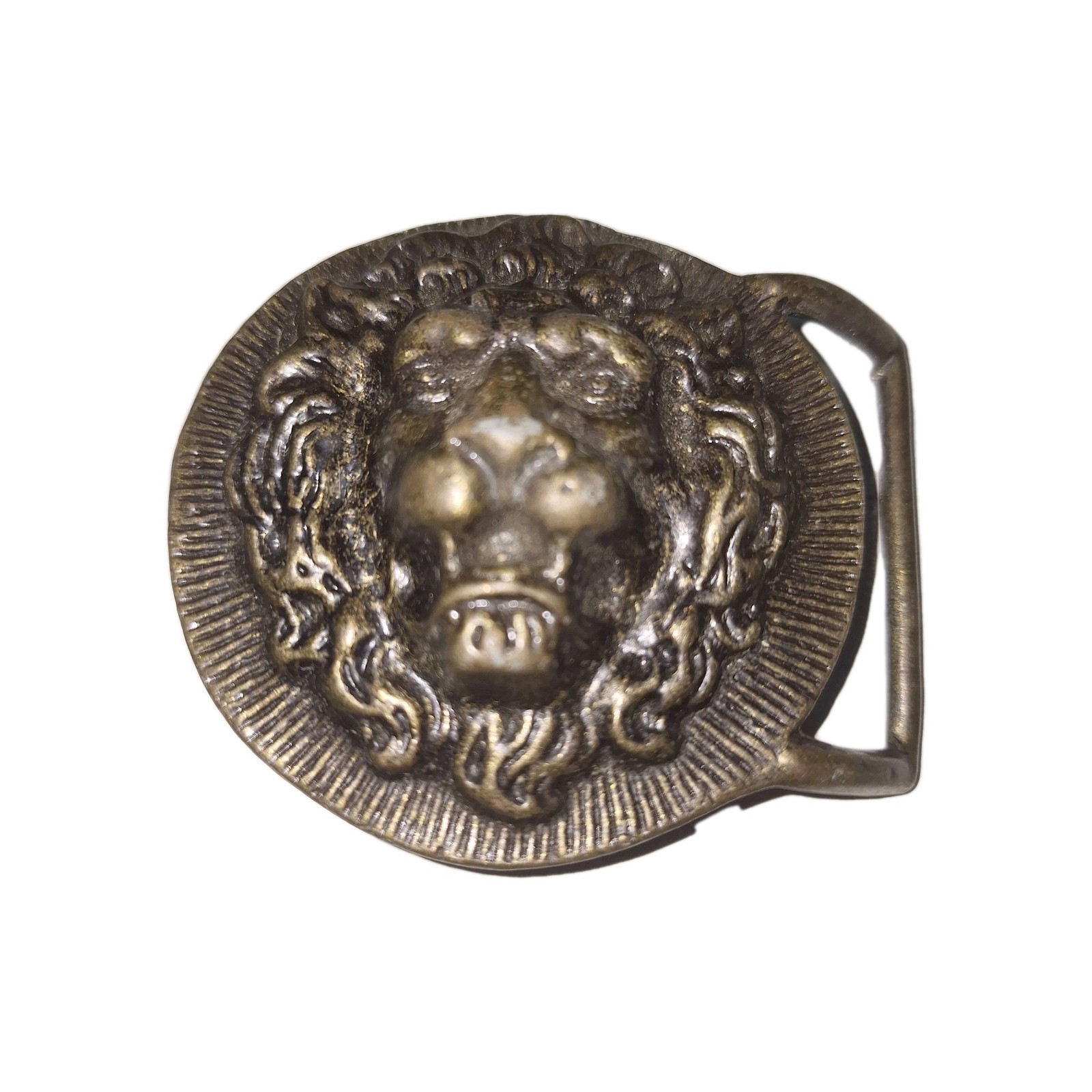 Lion Belt Buckle 2.75 Inch Brass Finish Nonmagnetic