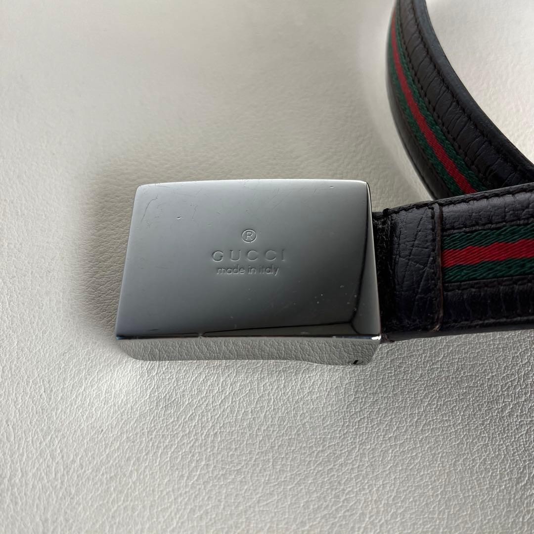 GUCCI Pre-Owned Belt Sherry Line Silver Buckle Leather