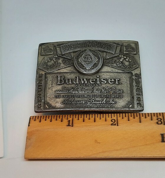 Vintage Indiana Metal Craft Anheiser Busch Budweiser Beer Belt Buckle