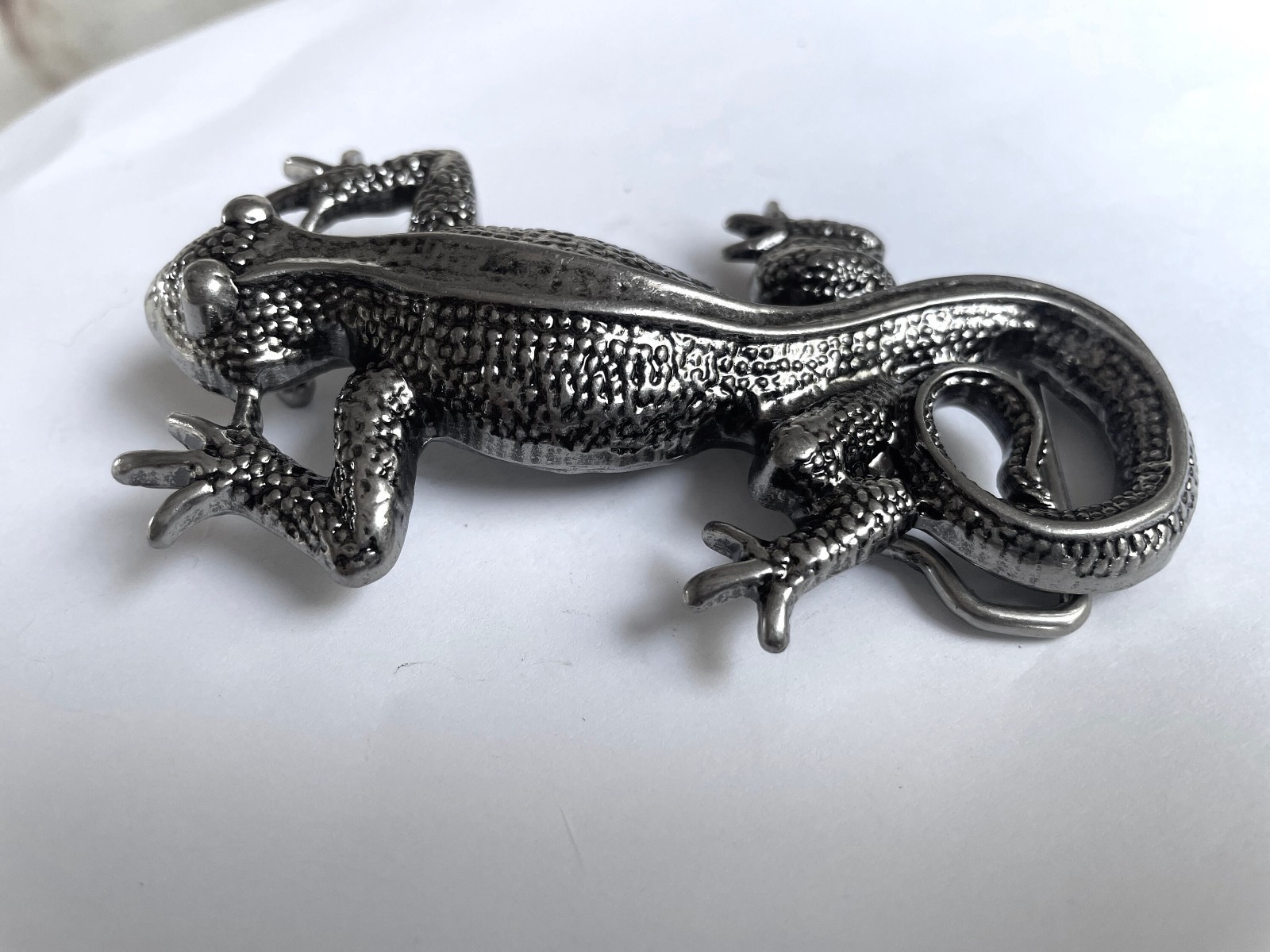 Handmade Silver Lizard Belt Buckle Southwestern Gecko Fits 1.5&Prime; Belt Gift