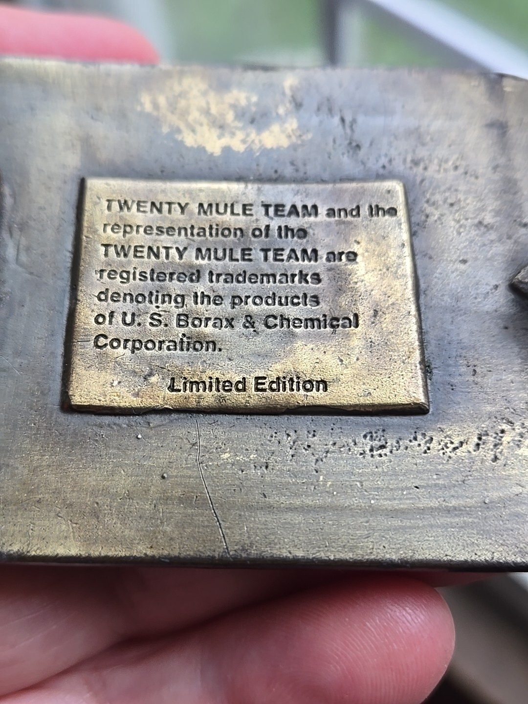 US Borax 1985 The Famous Twenty Mule Team of Death Valley Mining Belt Buckle