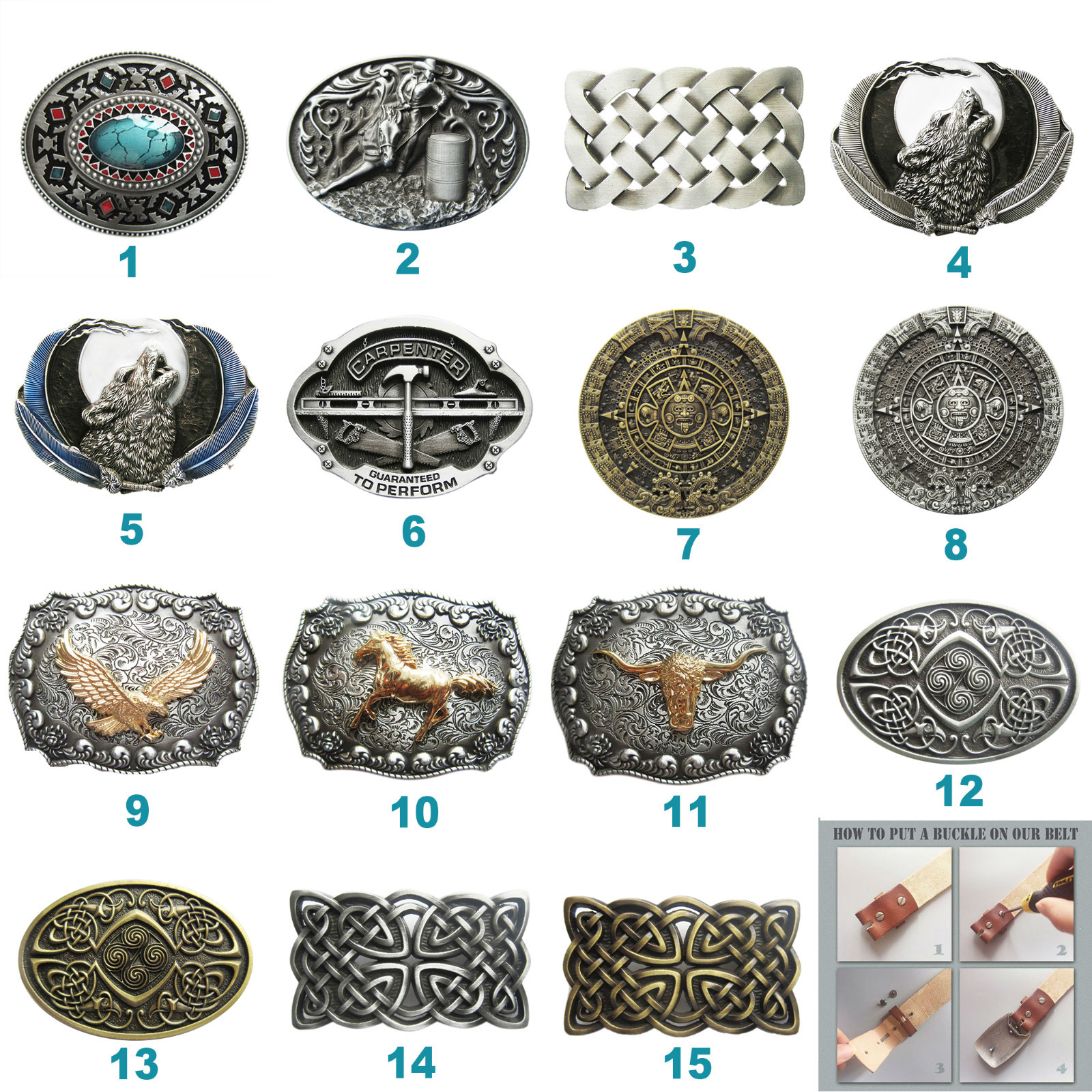 Western Wolf Horse Bull Cowboy Belt Buckle Mix Styles Choice also Stock in US