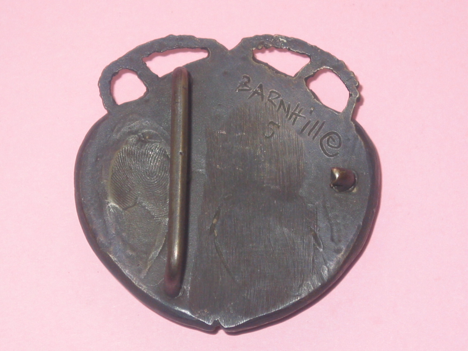 Hand Made Beetle Belt Buckle In Bronze ~ Signed BARNHILL ~ Fits 1 1/2&Prime; Belt