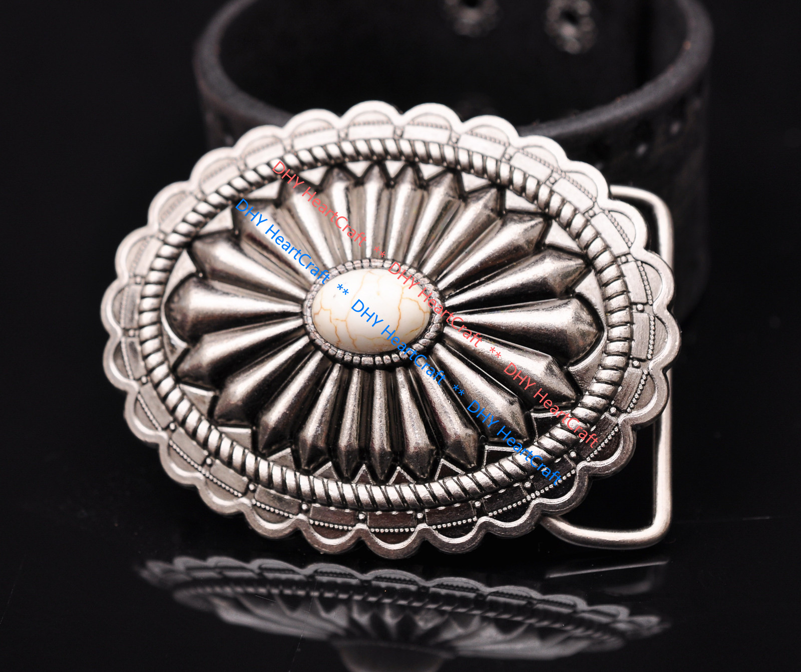 Retro Western Tribal men&rsquo;s cowboy Flower Turquoise Belt Buckle fits 40mm Strap