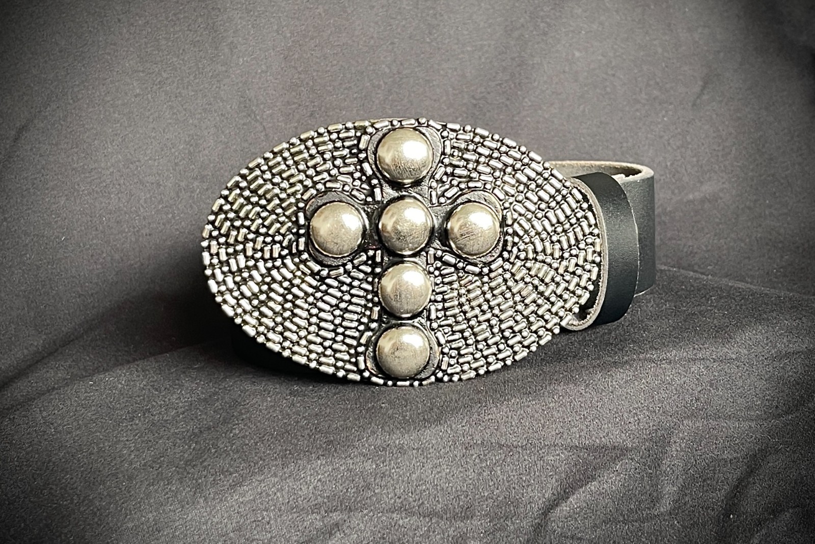 Cross Belt Buckle Darren McNeese Archive 4.5” x 3” Handmade Textured Metal