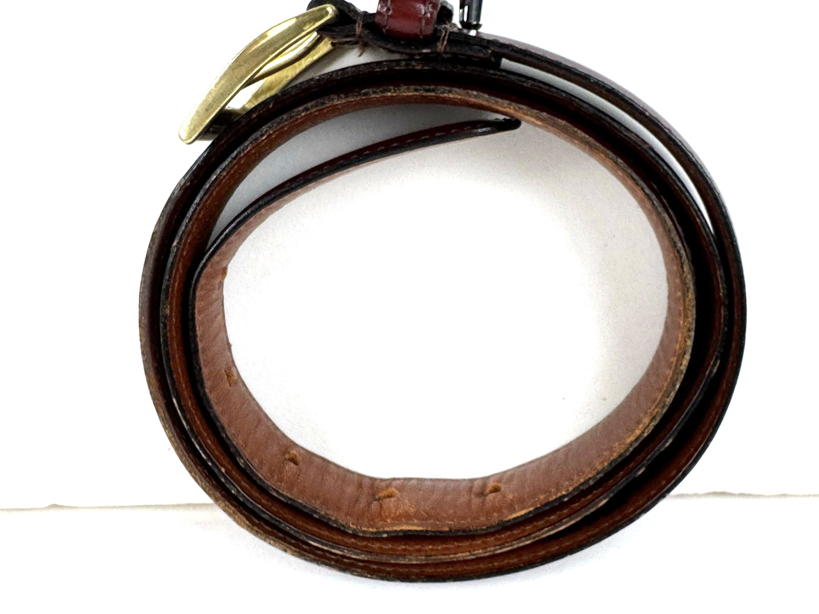 Dooney & Bourke Belt Mens Size 36 Dark Brown Calf Leather Brass Buckle 9121