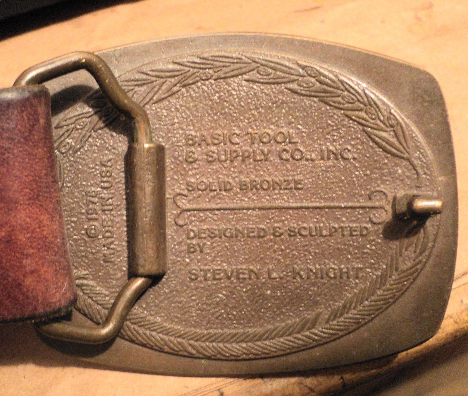 Vintage 1978 Belt & Bronze Buckle Steven L Knight Bass Fish