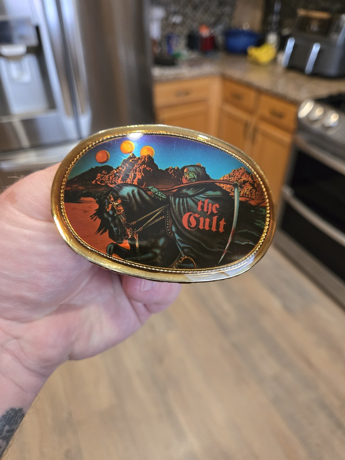 Vintage 1977 Blue Oyster Cult Belt Pacifica Mylar Belt Buckle Nice!!!