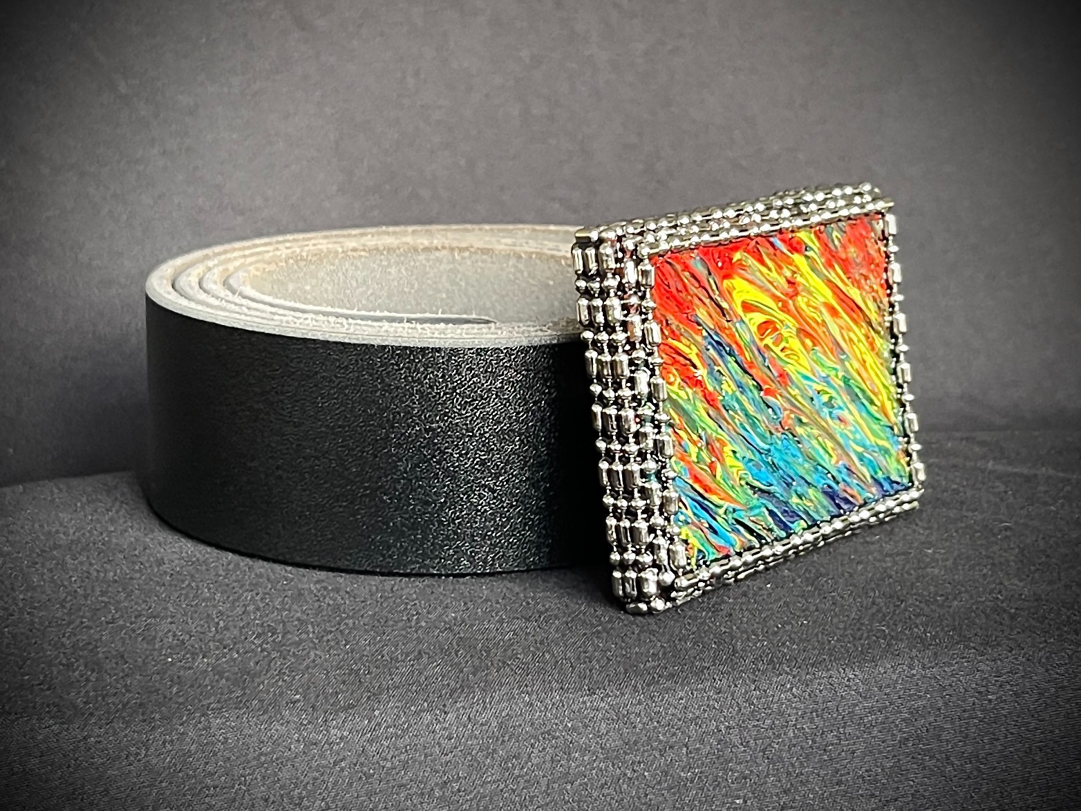 Hand Painted Pride Art Belt Buckle Abstract Expressionism OOAK Darren McNeese