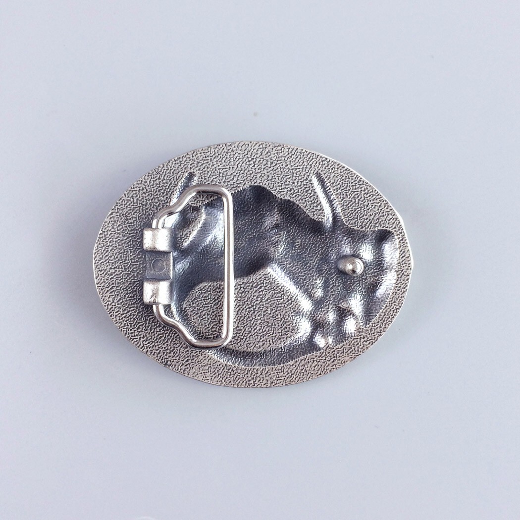 Vintage Style Two-Tone Silver Gold Plated Horse HorseShoe Oval Belt Buckle