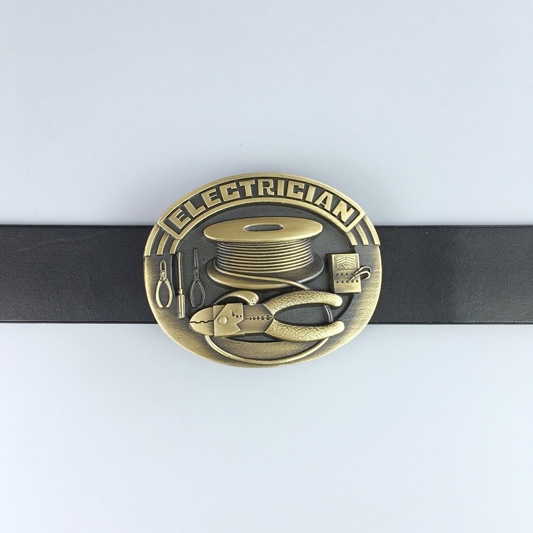 Vintage Bronze Plated Trades Tradesman Electrician Tool Belt Buckle