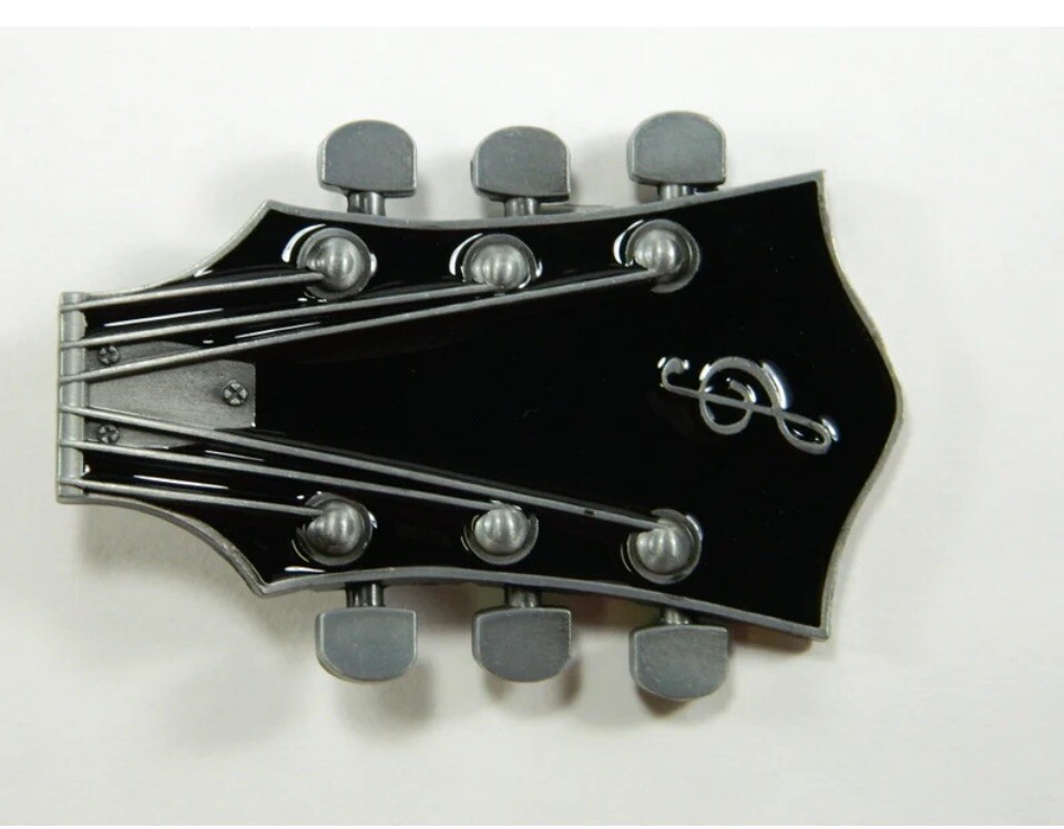 Black Guitar Headstock Belt Buckle