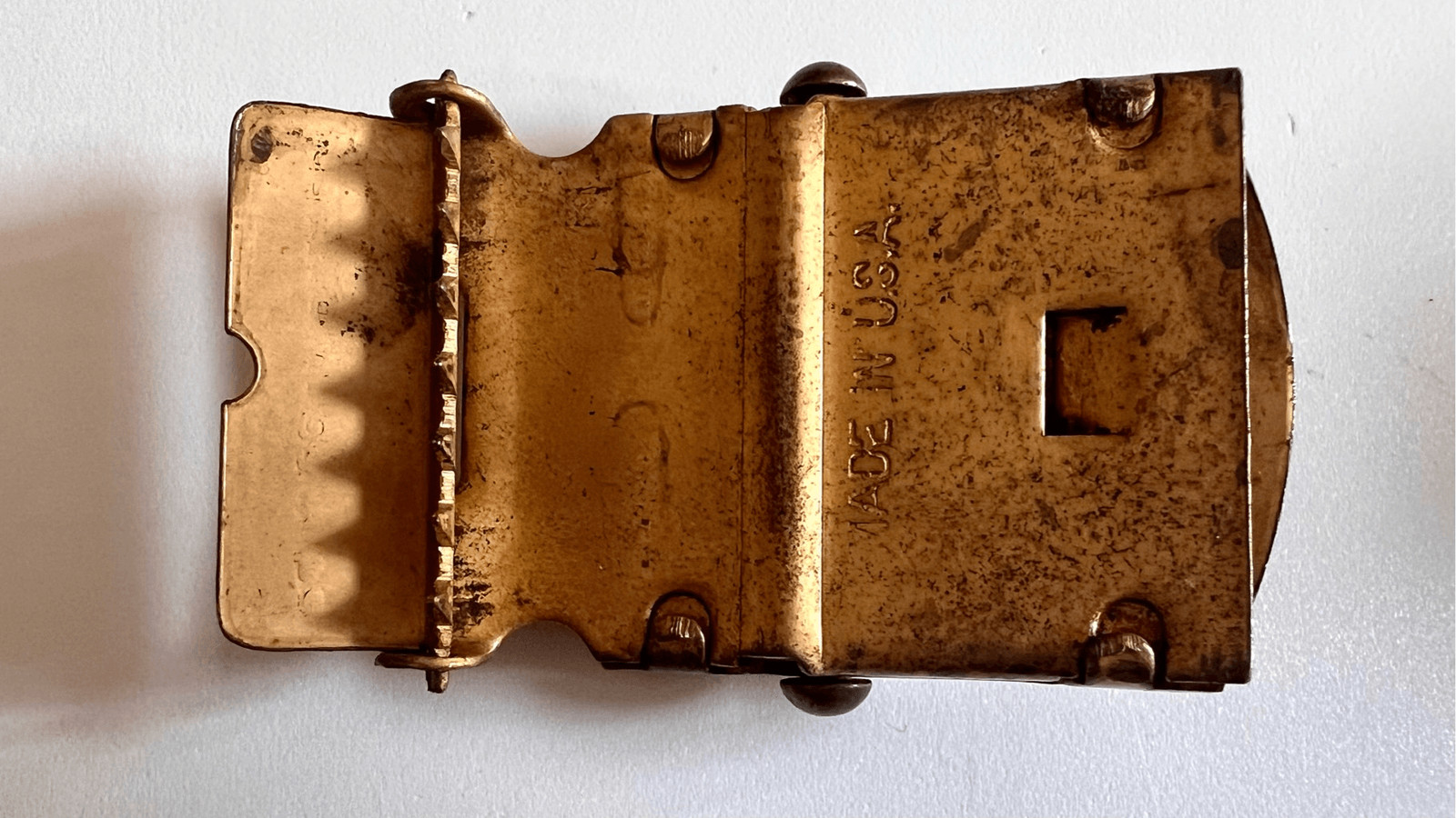 Antique United States US 24K Gold Plated Army Belt Buckle Eagle Brass