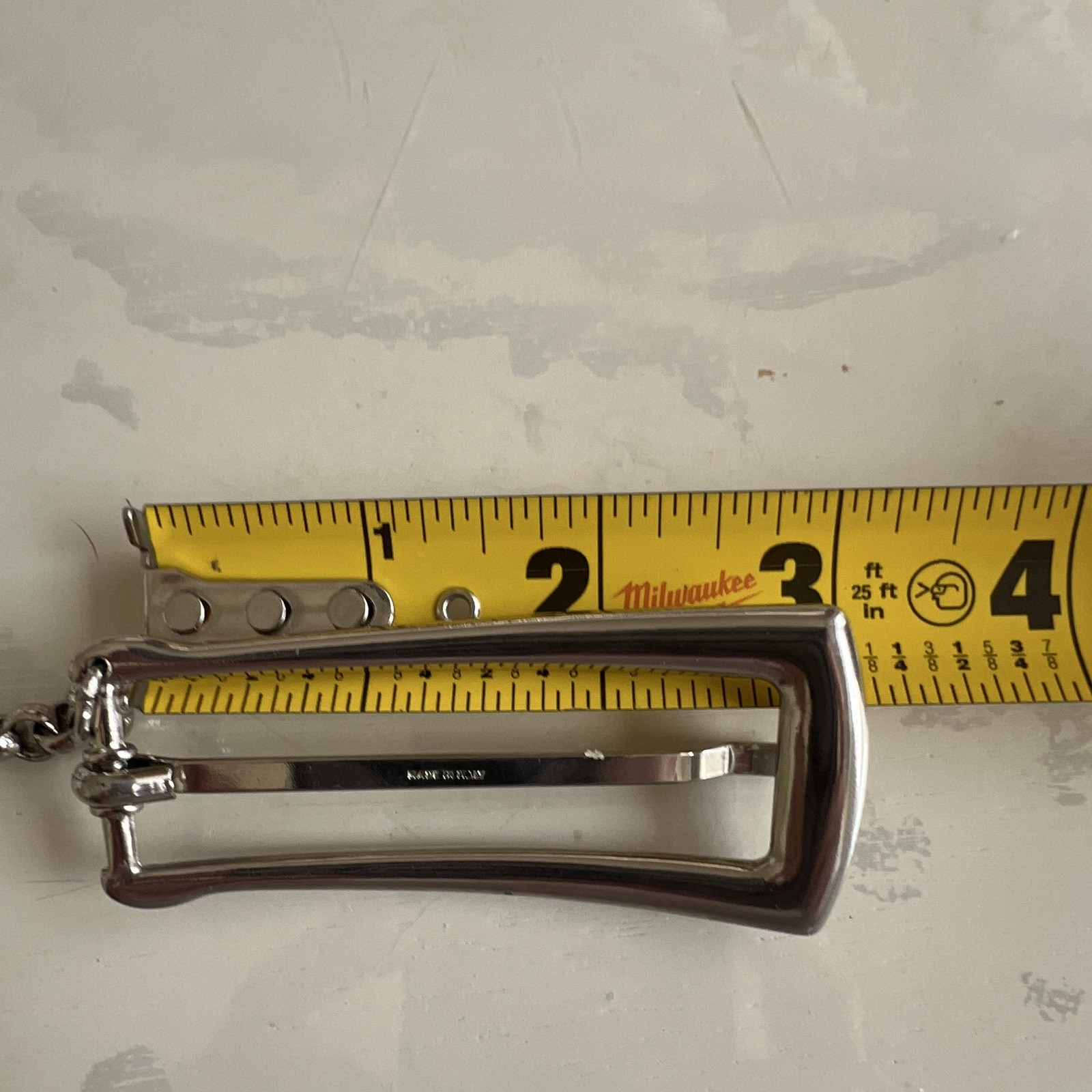 Vintage Gianfranco FERRE STUDIO Silver Belt Buckle Chain Keeper Made in Italy