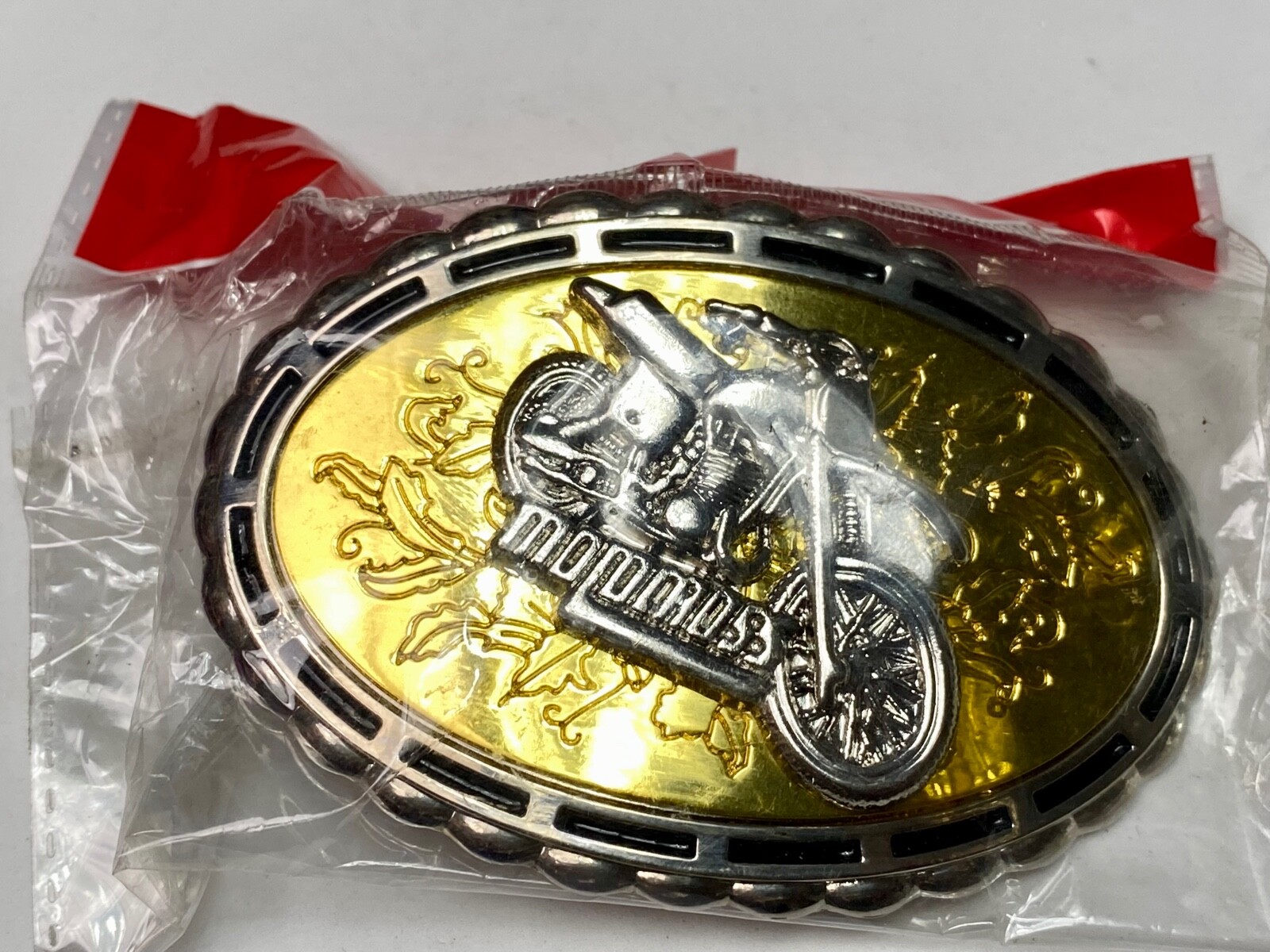 Motorcycle On Western Mixed Colors Belt Buckle In Packaging