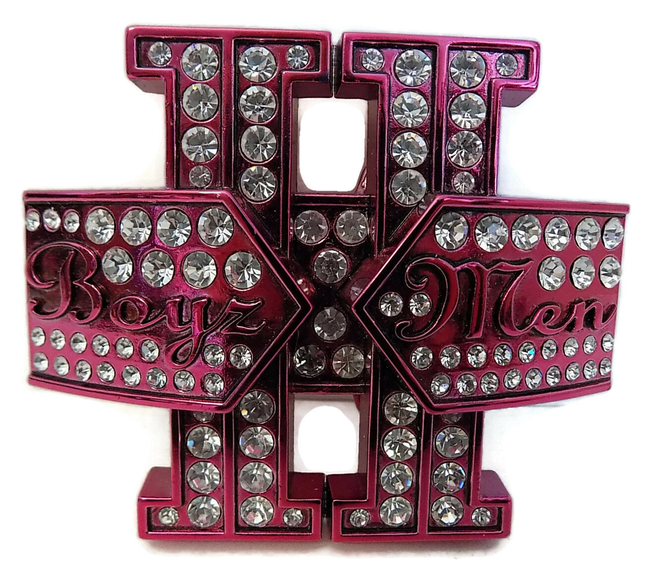 BOYZ 11 MEN BY WASHED UP HOLLYWOOD FUCHSIA WITH CRYSTALS 1½” LOGO BELT BUCKLE