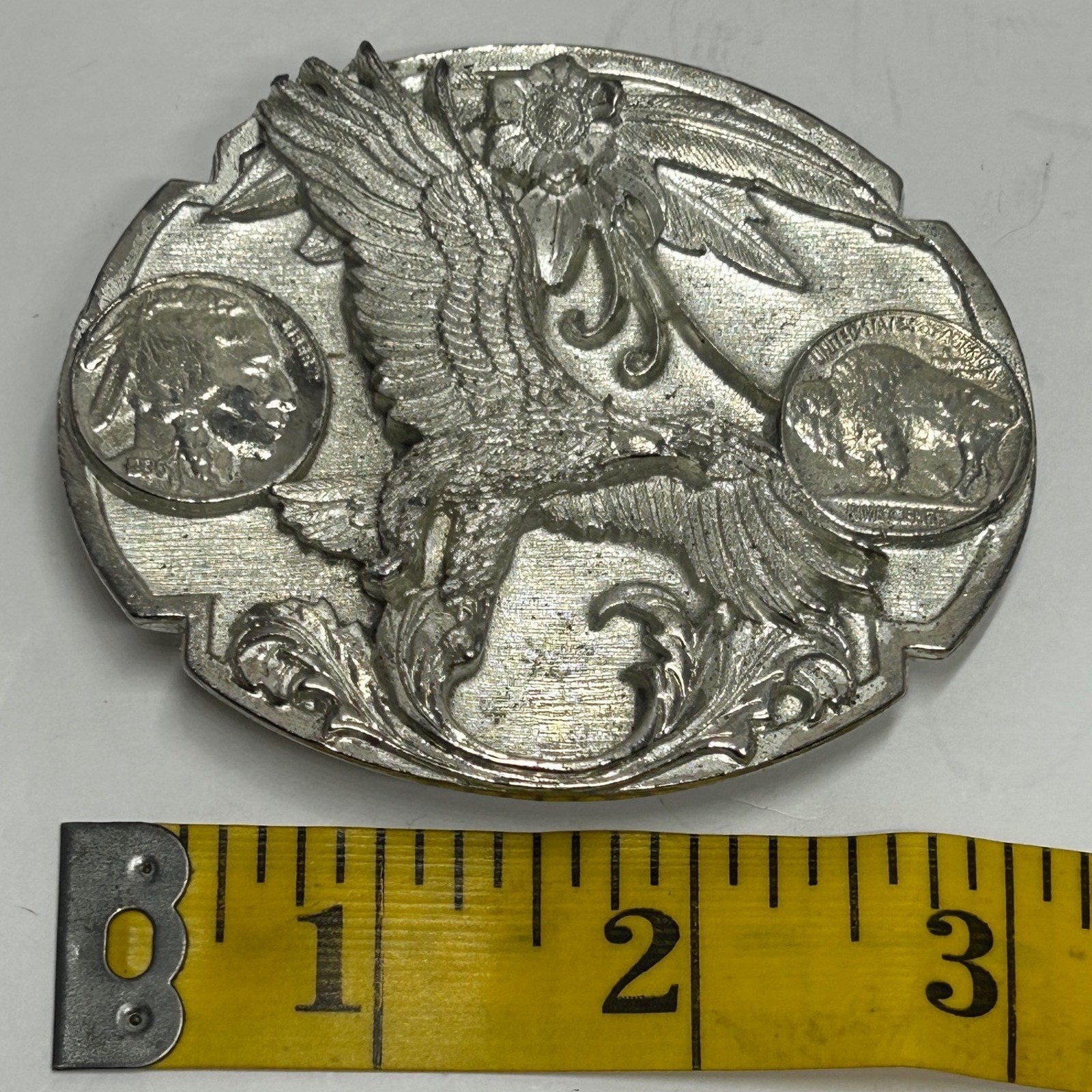Siskiyou Buckle Co 1995 Eagle Buffalo Nickel Belt Buckle Pewter USA