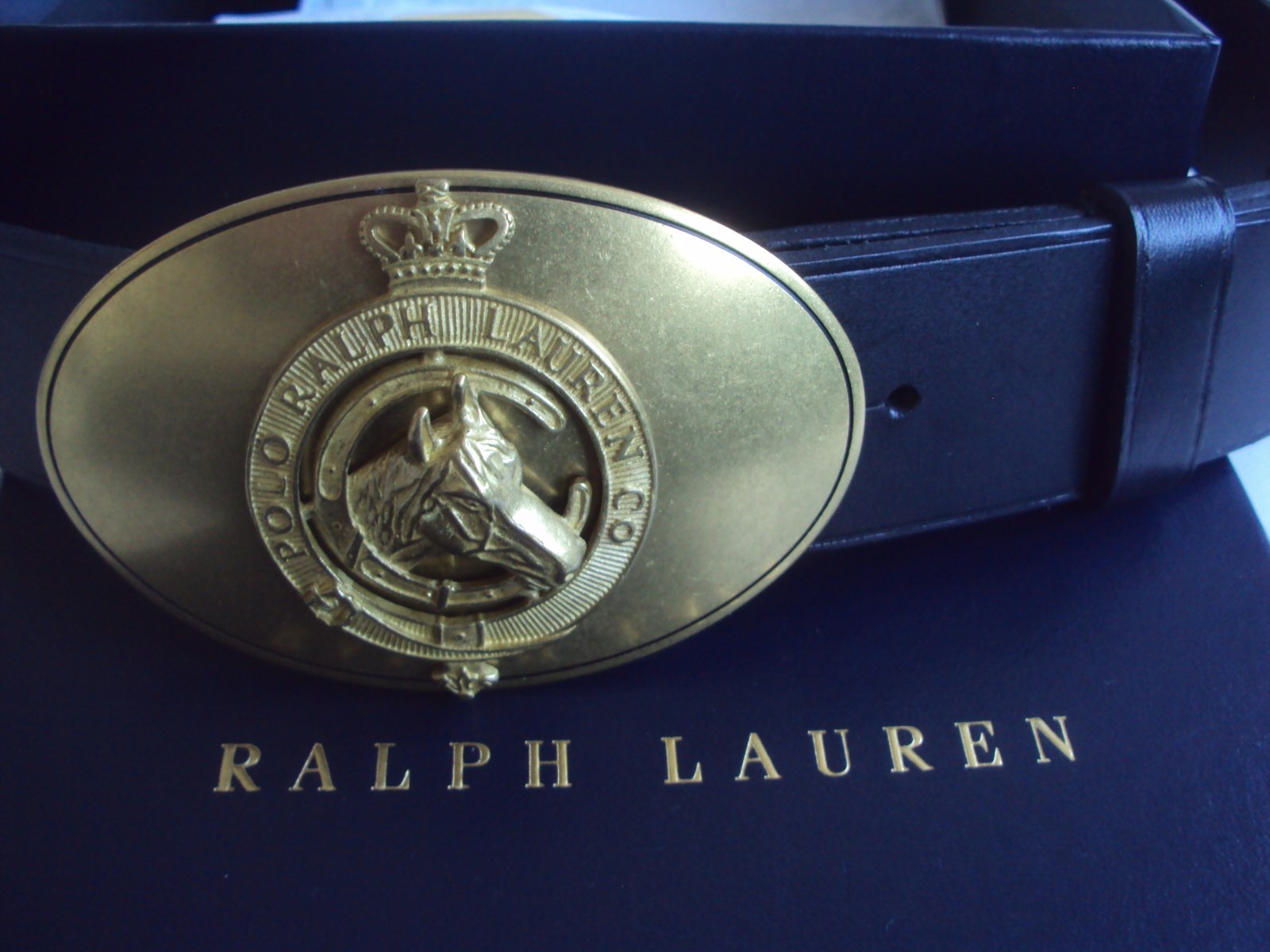 BNWT THE ORIGINAL RALPH LAUREN BIG HORSE HEAD CROWN BUCKLE BELT W38