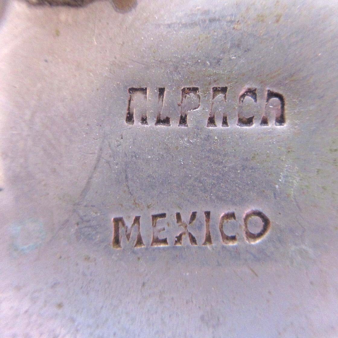 Vintage Alpaca Mexico Inlay Turquoise Silver Cowboy Boot Belt Buckle