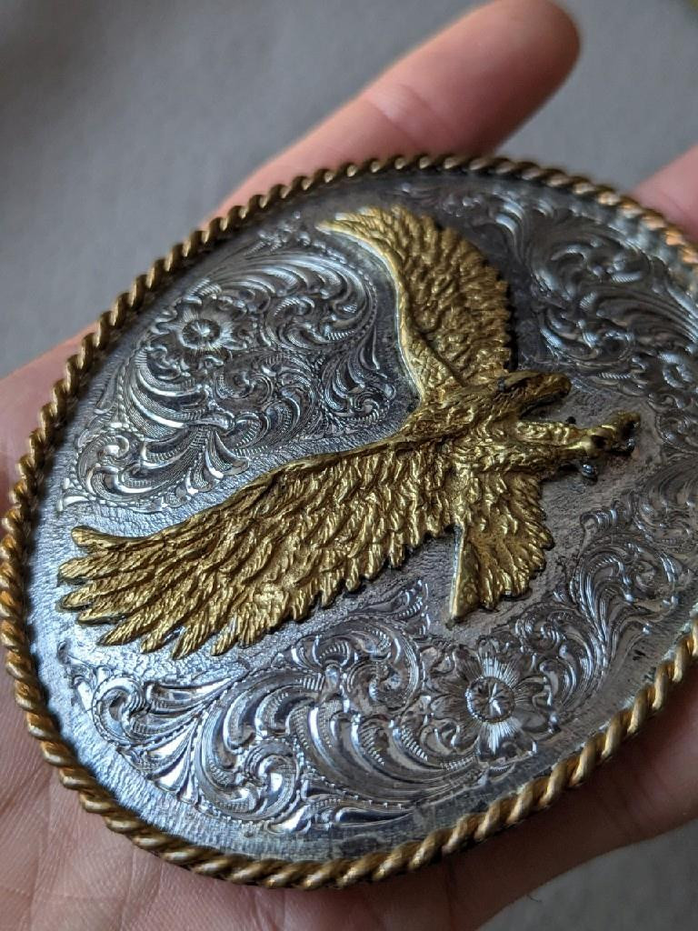 4&Prime; vintage MONTANA SILVERSMITHS silver plate EAGLE western RODEO cowboy