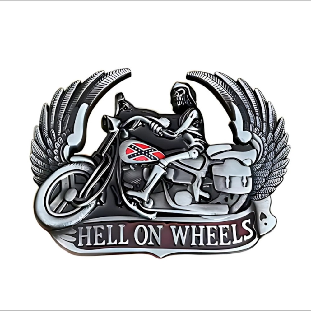 Rider Belt Buckle HELL ON WHEELS Western Style Motorcycle Buckle