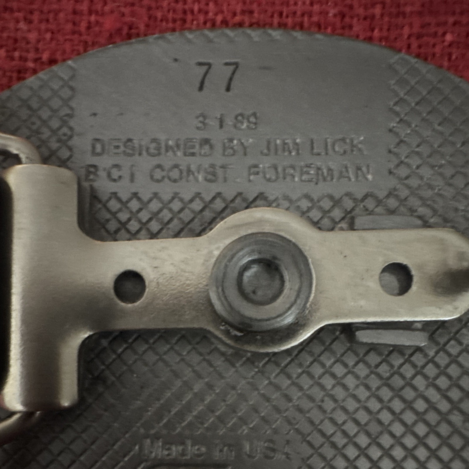 Vintage 1989 Oil Field BCI Belt Buckle Jim Lick Construction Foreman USA
