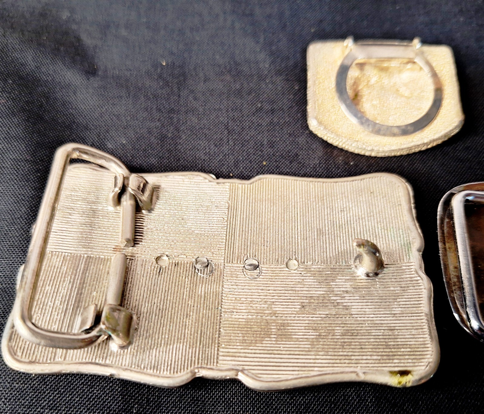 2 Vintage Cowboy Belt Buckles (Road Runner and Saddle) & Bolo Tie clasp / clip