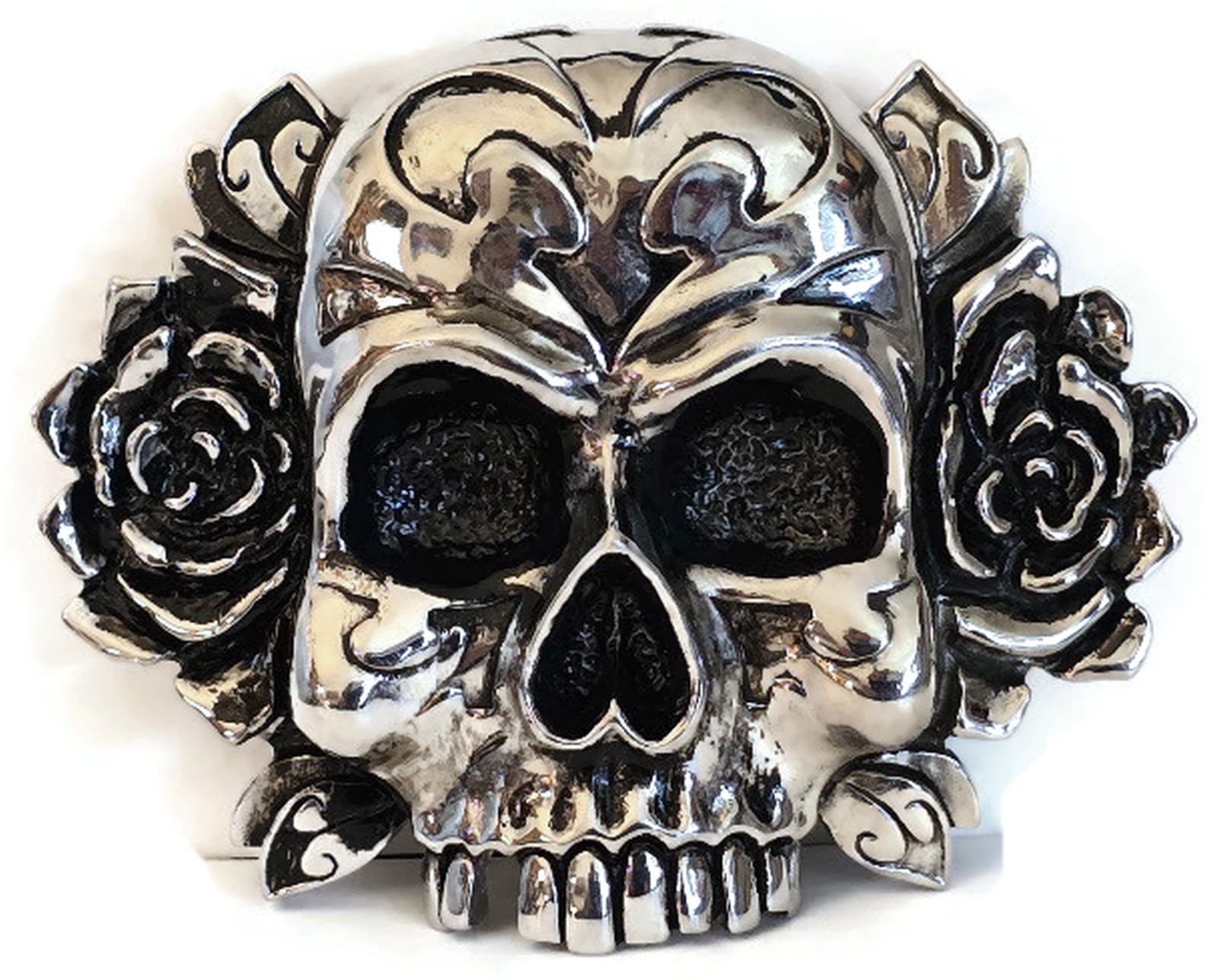 AB STEEL by AL BERES BUCKLES ONLY! #ST120 1 PIECE LARGE 1.5&Prime; TRIBAL SKULL BUCKLE
