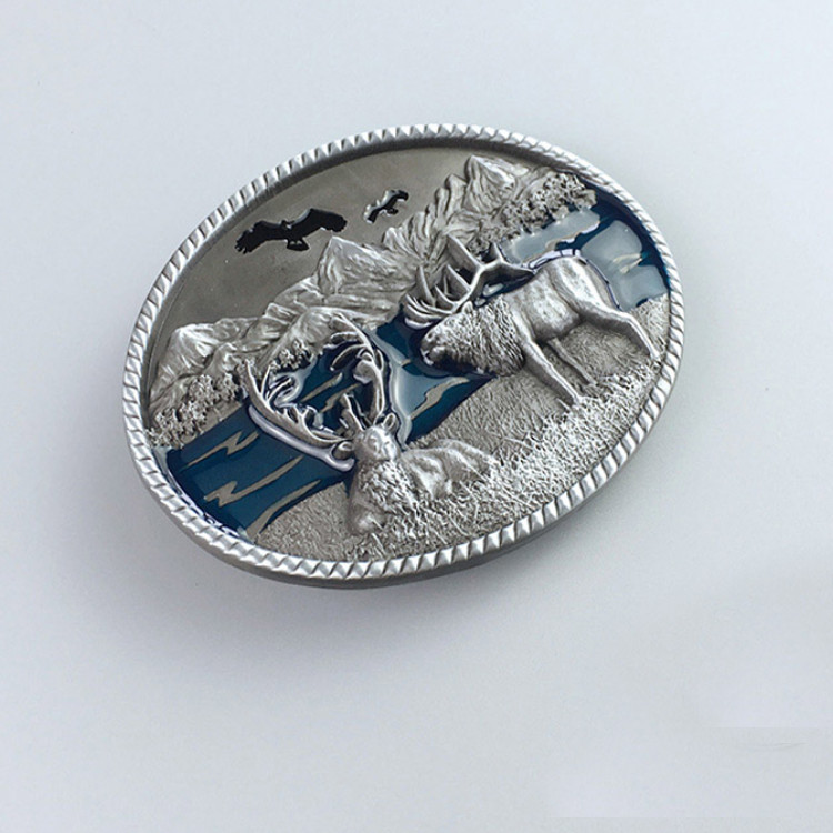 New Original Vintage Deer Wild Life Western Oval Belt Buckle