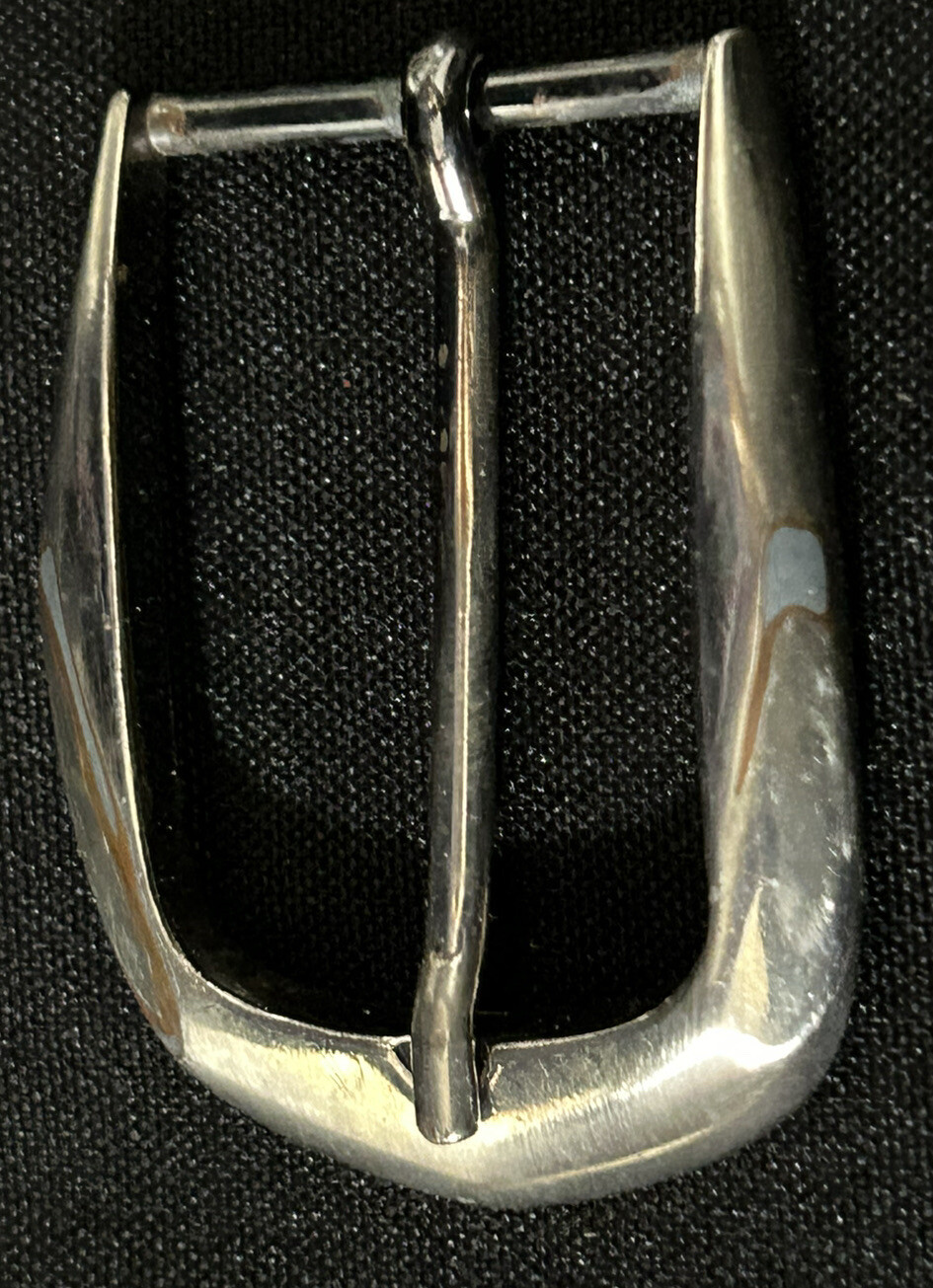 Silver With Copper Faceted Sides Mixed Metal Belt Buckle Vintage 2&Prime; W