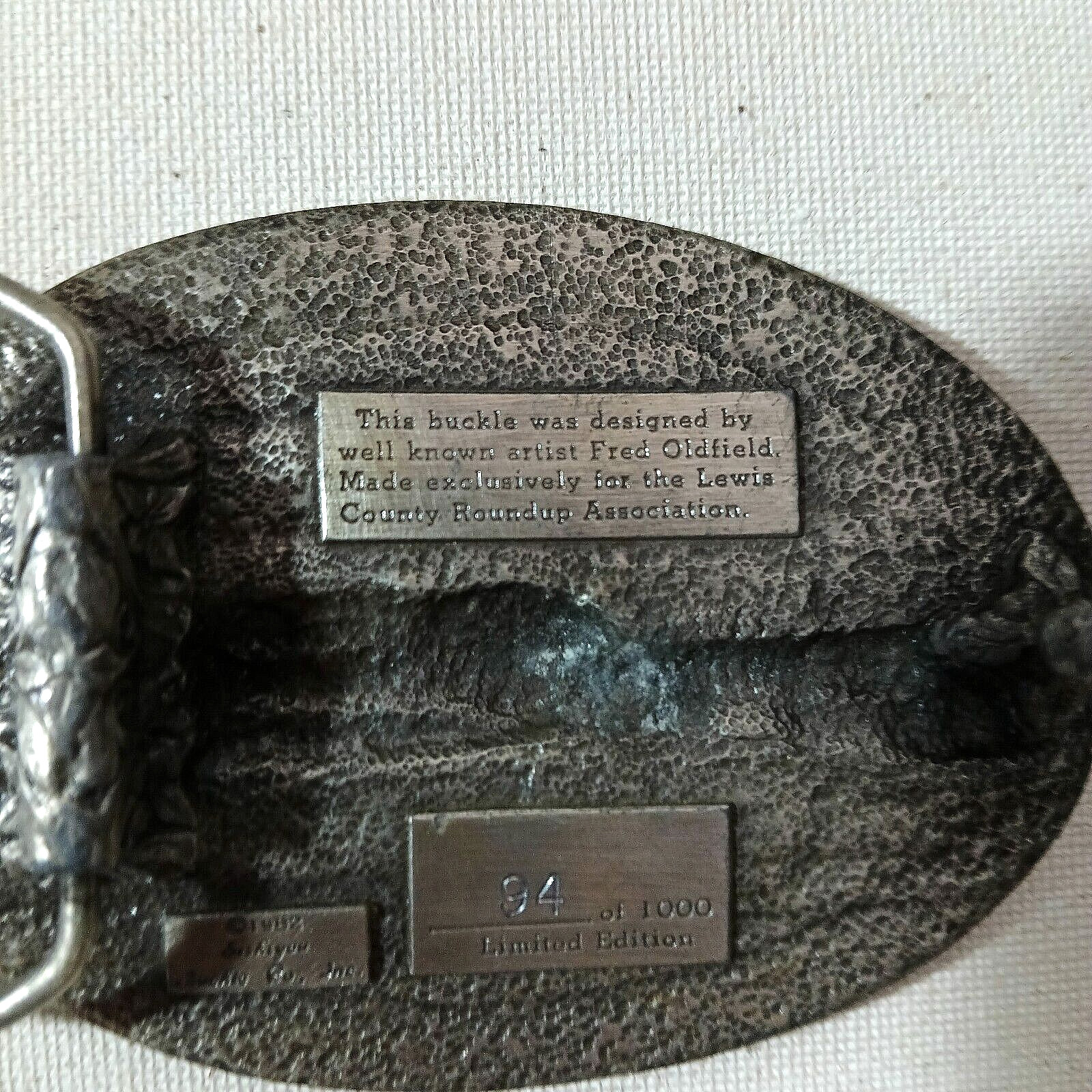 1983 Lewis Co Washington Rodeo Fred Oldfield Design Ltd Ed Belt Buckle 94/1000