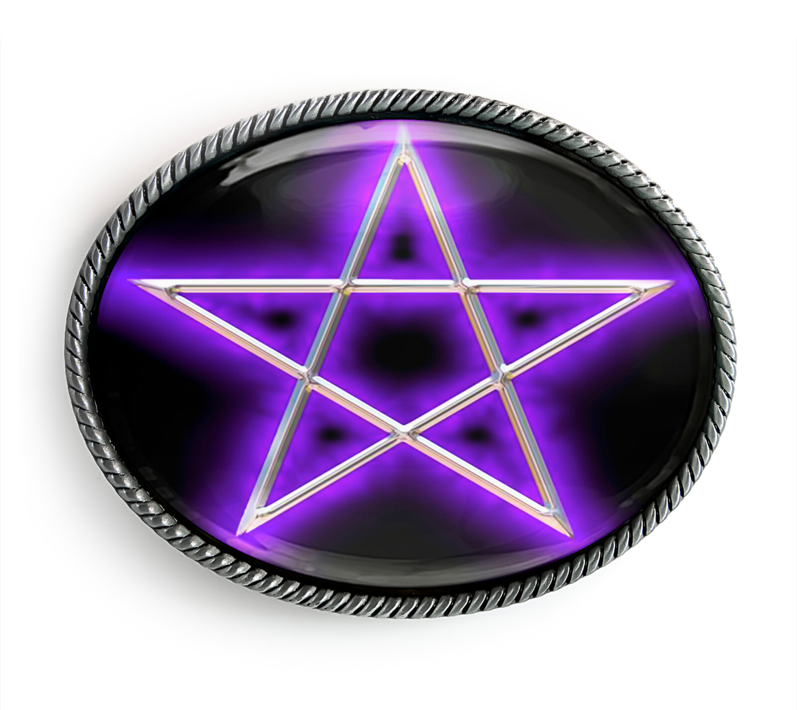 Purple Pentagram Belt Buckle – Gothic Occult Pentacle Wiccan Belt Buckle – 105