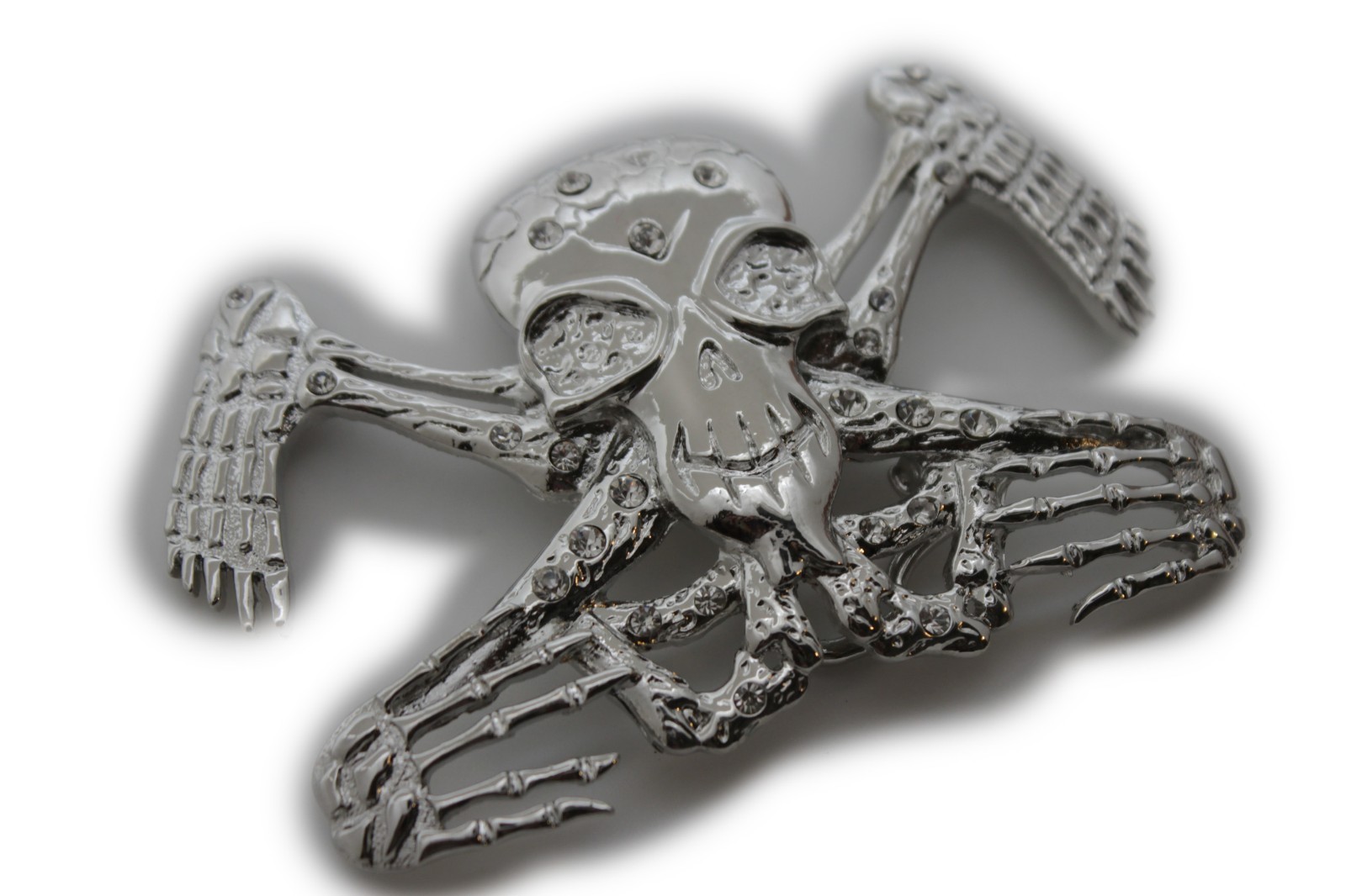 NEW Men Women Silver Metal Belt Buckle Skull Skeleton Large Size Trucker Biker