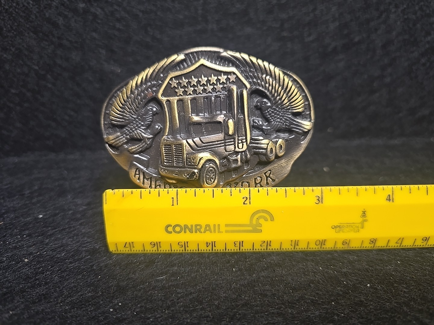 American Trucker Unique Belt Buckle American York Trucker Bronze Tone