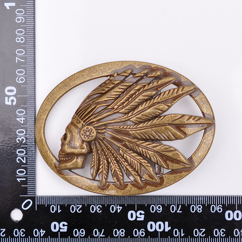 Retro Bronze Cowboy Indian Chief Head Western Indian Metal Fashion Belt Buckle
