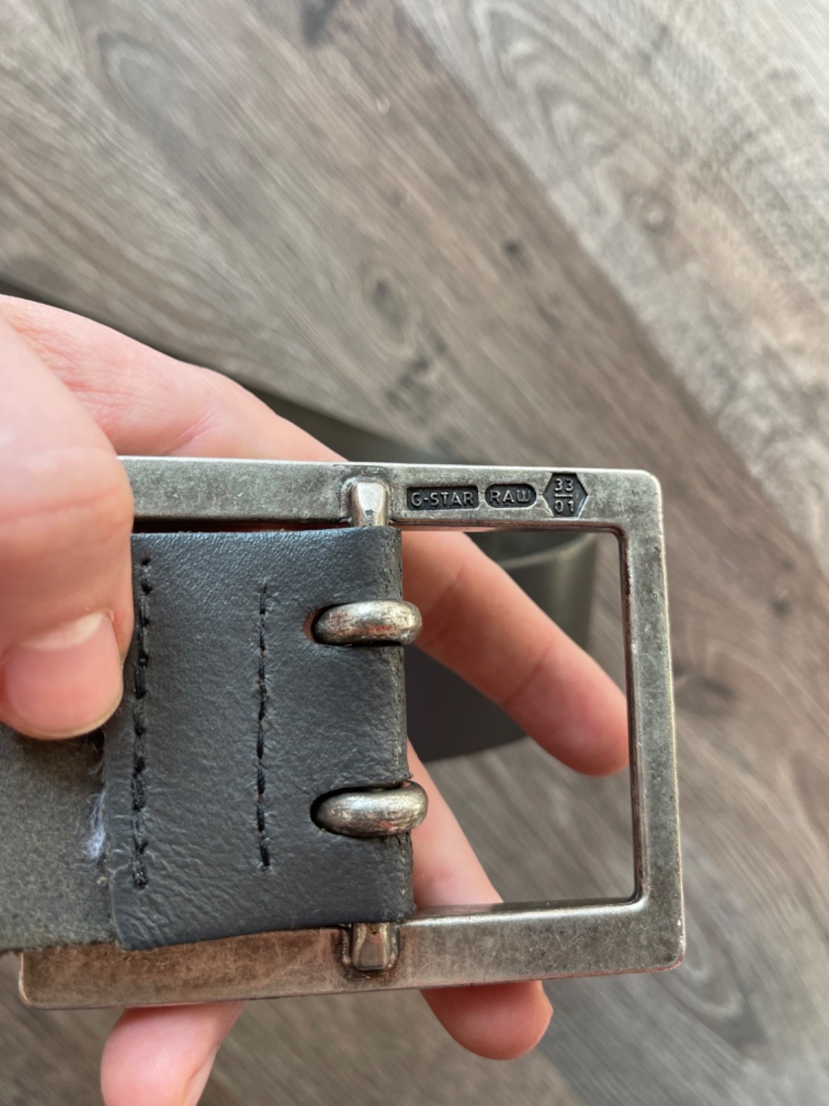 G-Star Raw Leather Belt – Massive Double Pin Metal Buckle Industrial Style sz 95