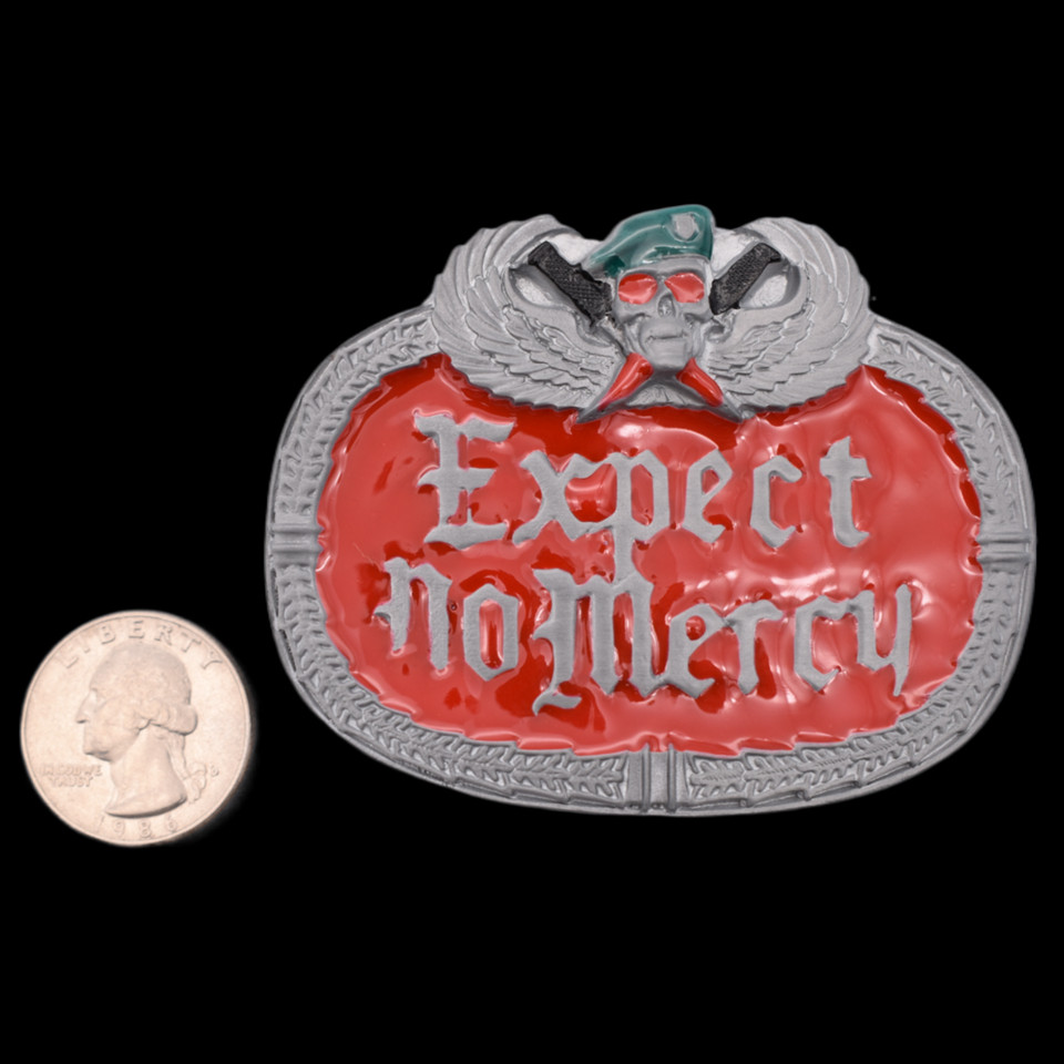 Expect No Mercy Skull Badge Special Forces Belt Buckle