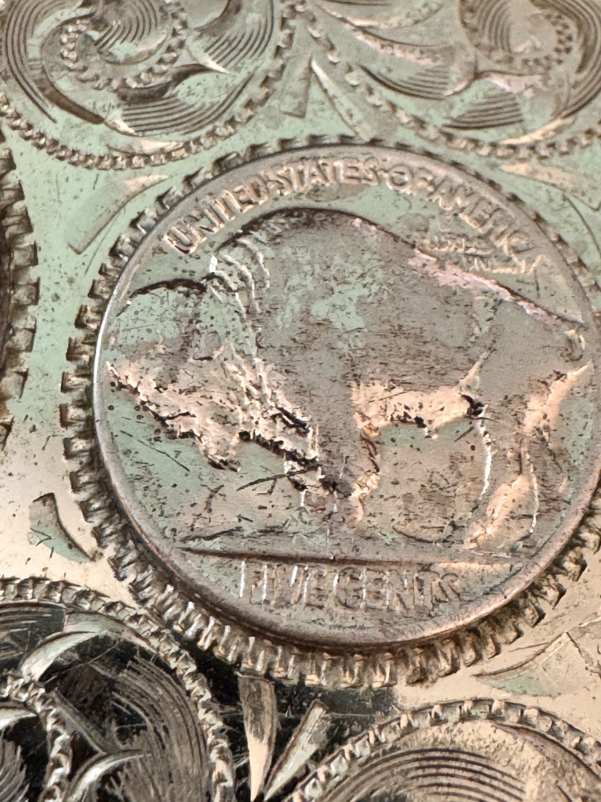 COMSTOCK Vintage German Silver Belt Buckle Morgan Dollar Indian Buffalo Nickel
