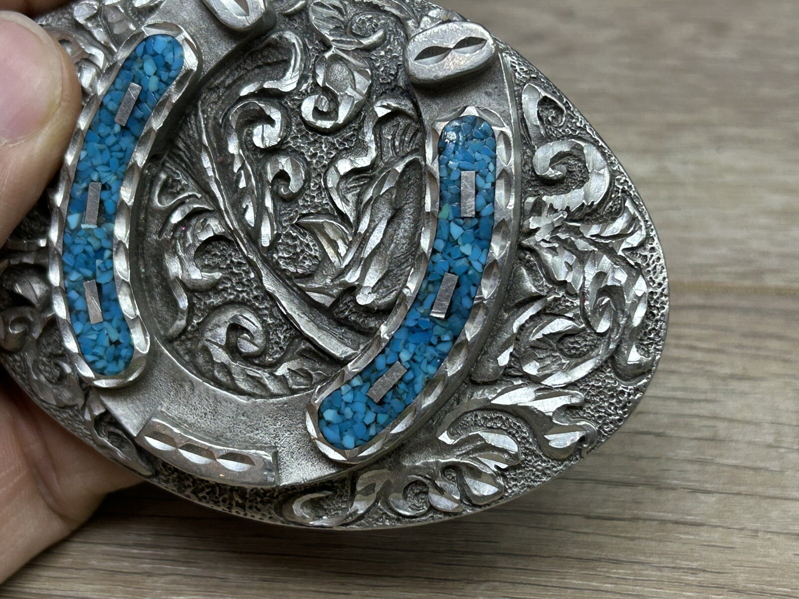 Enchantment 2002 Turquoise Horseshoe Belt Buckle Made In USA