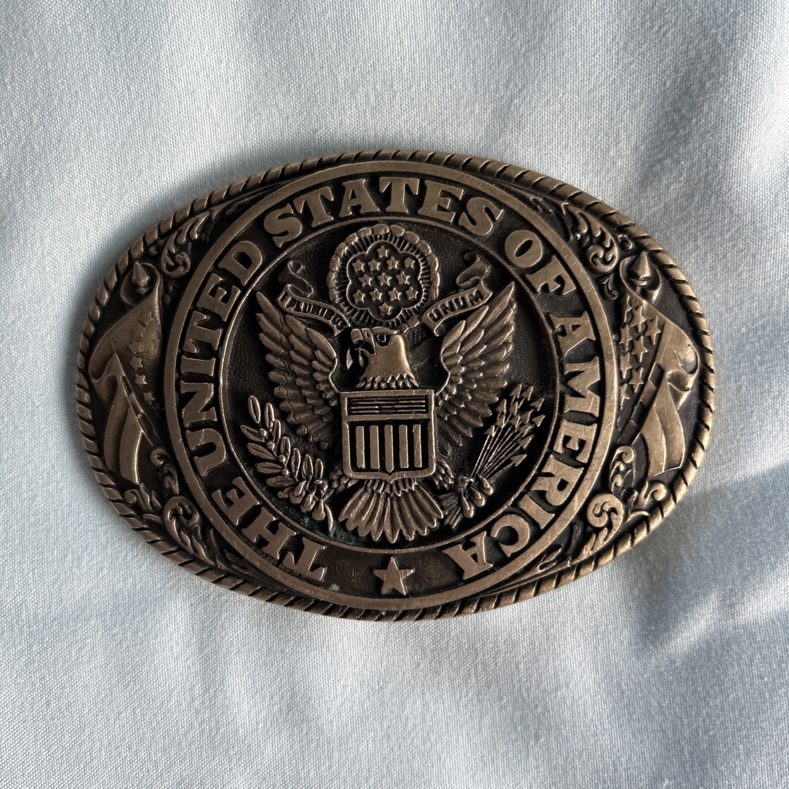 Vintage LOT OF 3 belt buckles America Texas Tony Lama Eagle Flag