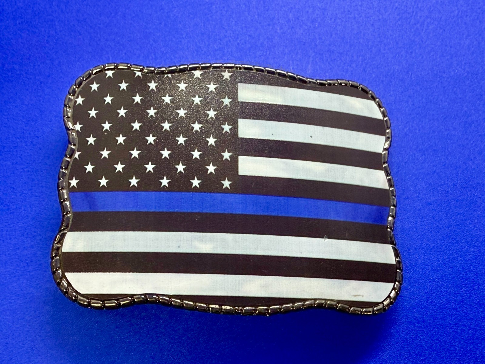 USA Flag Stars Striped with Blue Line Belt Buckle Card Holder Wallet / Stash box