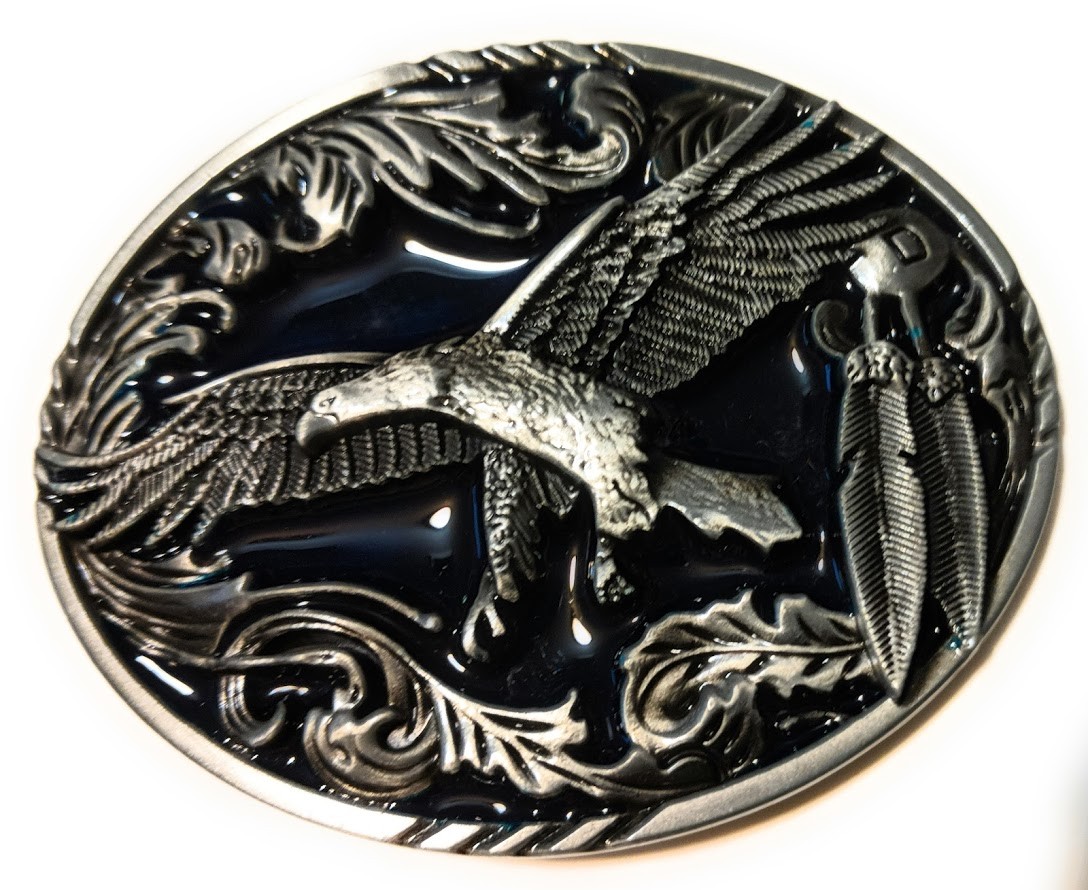 Classic Soaring EAGLE Antique Silver color BELT BUCKLE Full Metal Western USA