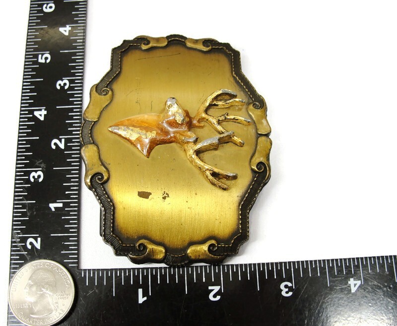 Deer Elk Belt Buckle Raintree Buckle Bronze Tone