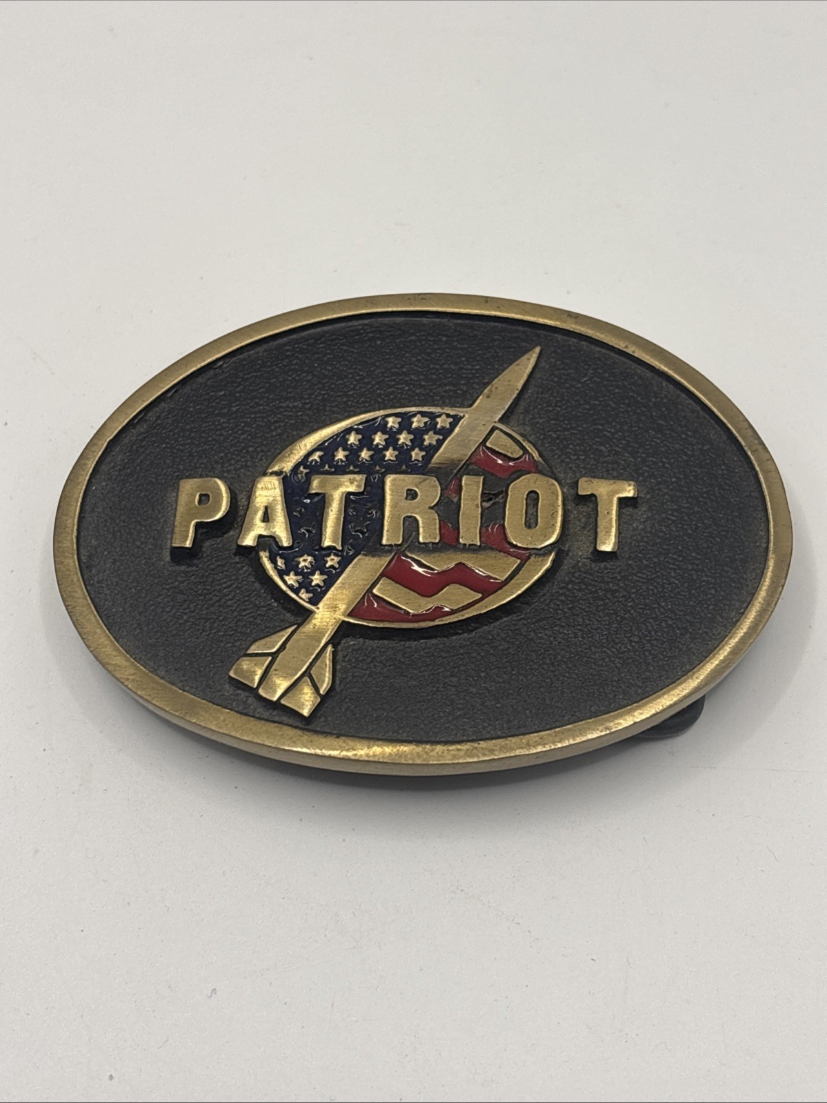 Patriot Missile Belt Buckle Brass 1988 Limited Edition