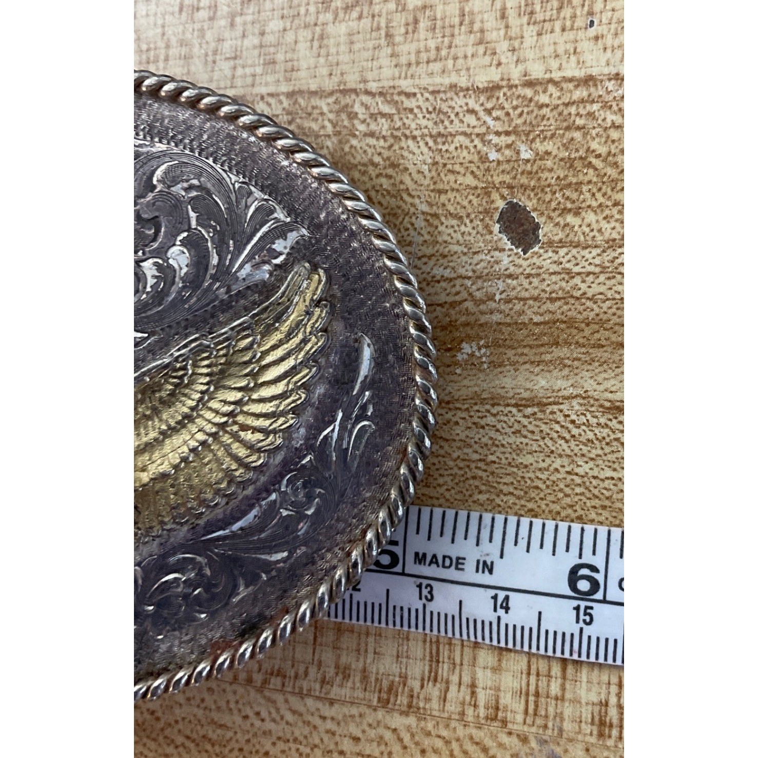 Vintage Montana Silversmiths Belt Buckle Eagle Western Cowboy Americana Engraved