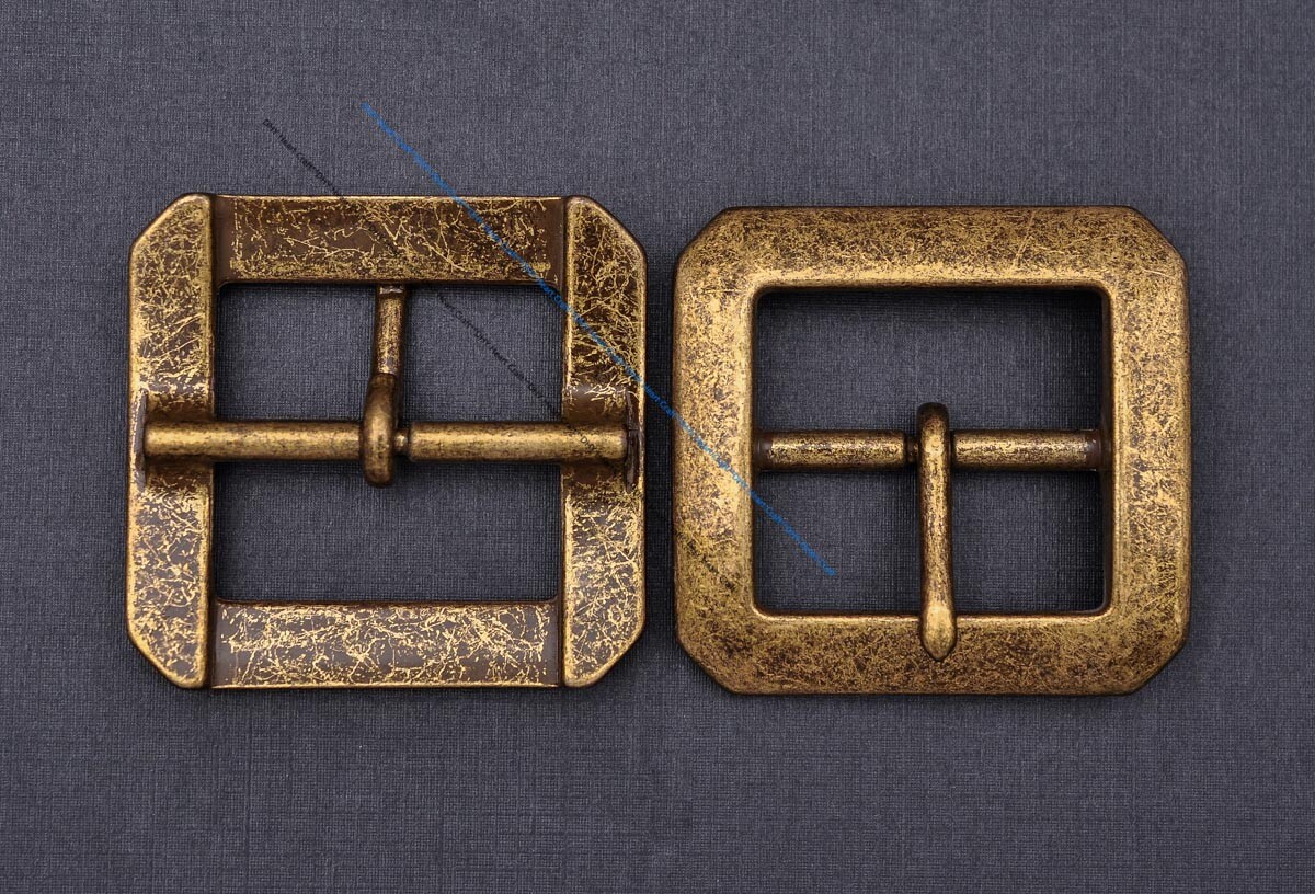 Sturdy Brass Rectangular Center Bar Pin Belt Buckle Replacement Fit 40mm Strap