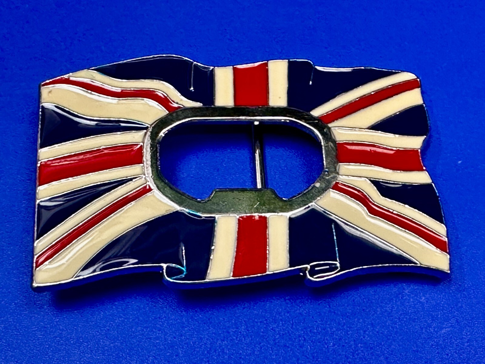 British UK Flag Union Jack Enameled Silver Tone Belt Buckle with Bottle Opener
