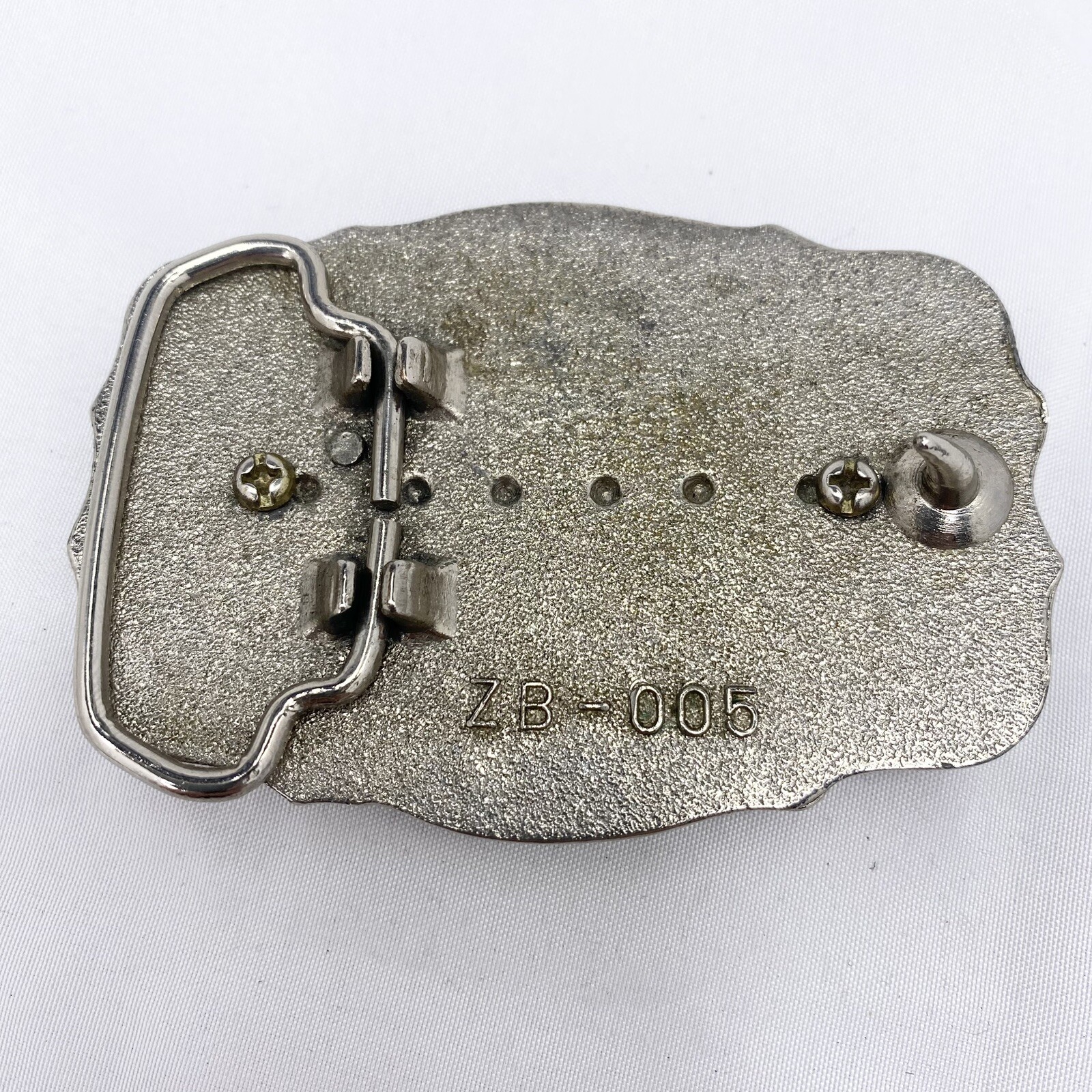 Vintage Western Belt Buckle Buffalo Nickel Metal ZB-005 3×2” Silver Toned USA