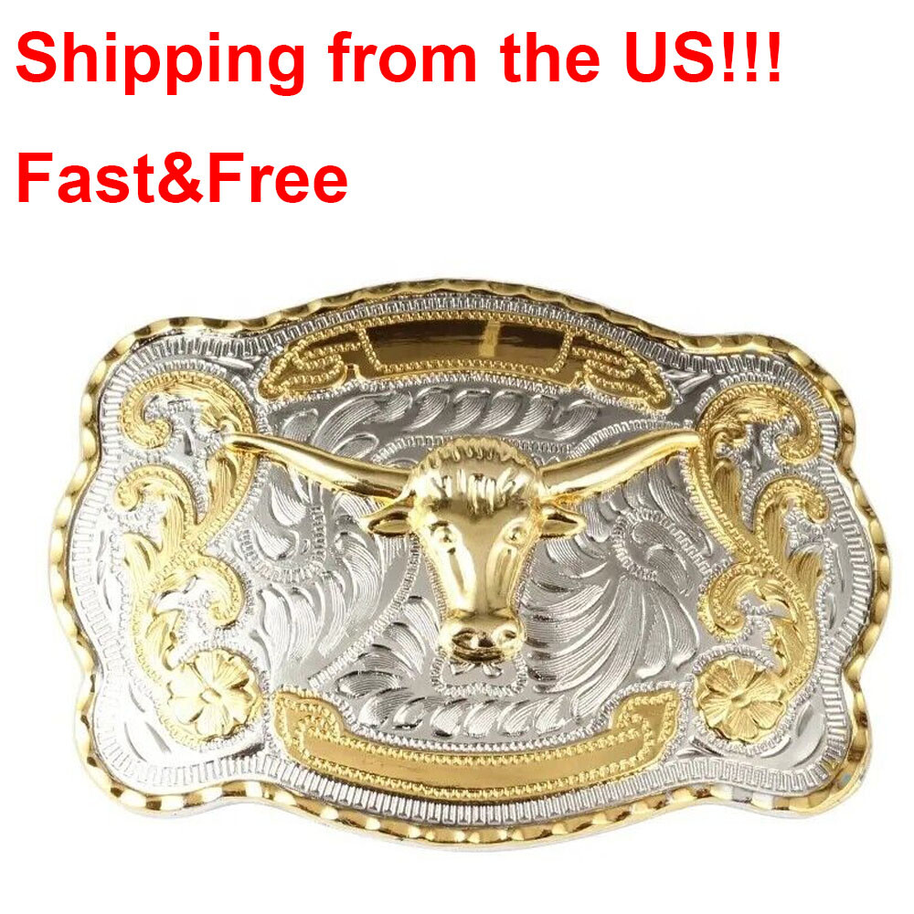 Belt Buckle Bull 5.5&Prime; x 4&Prime; For 1.5&Prime; Belt, Men Big Cowboy Western Animal Rodeo US