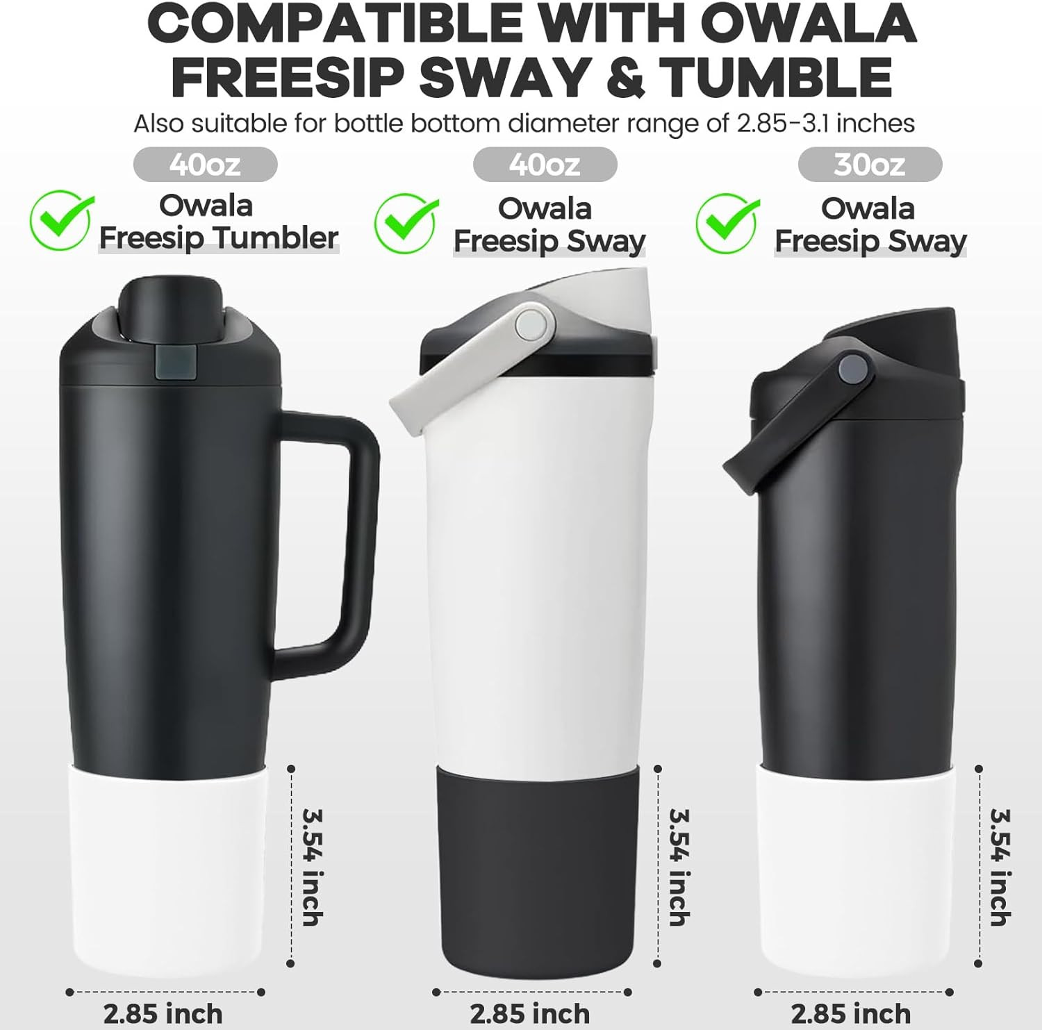 2 Pack Higher Silicone Boot for Owala Water Bottle 30Oz & 40Oz Freesip Sway & Tu